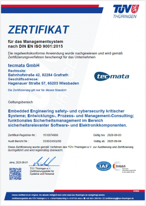 tecmata ISO 9001 Zertifikat
